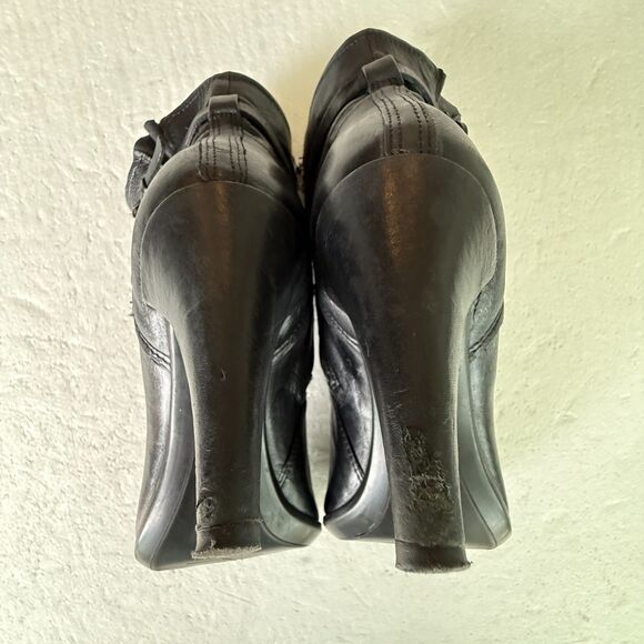 Size 40 / 9 - 9.5 - Ecco Shape Stiletto 75 Sleek Black Leather Booties Studded - Picture 7 of 10
